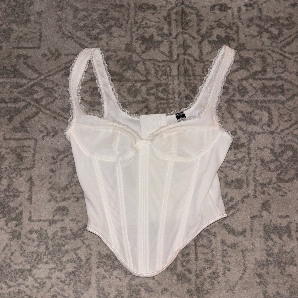 SHEIN White Lace Trim Top
